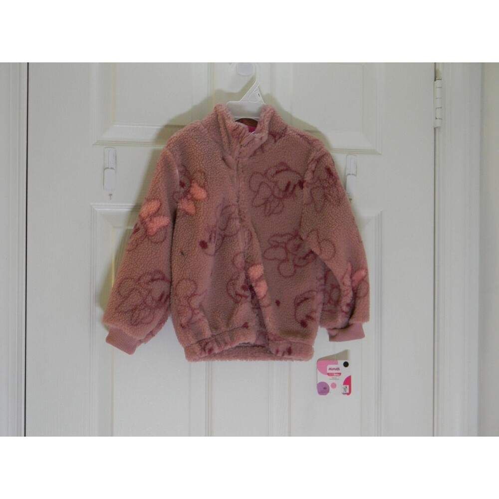 Disney Junior Minnie Mouse Pink Fleece Zip Up Jacket 4T NWT